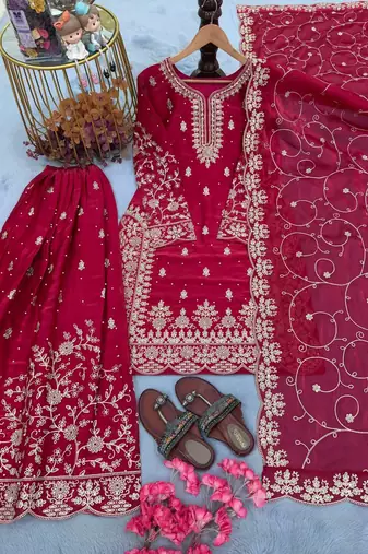 Rani Gimmy Silk Embroidery Work Wedding wear palazzo Set