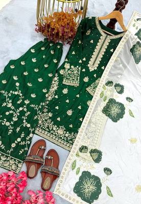 Green Fendy Silk Embroidery Work Party wear Salwar Suit 2