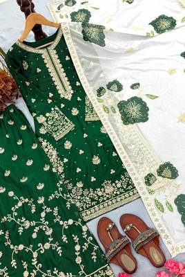 Green Fendy Silk Embroidery Work Party wear Salwar Suit 3