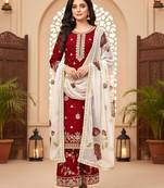 Maroon Fendy Silk Embroidery Work Designer Party wear Salwar Suit