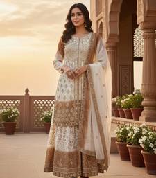 Multi Color Star Georgette Embroidery Work WEdding wear palazzo Sset