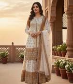 Multi Color Star Georgette Embroidery Work WEdding wear Designer palazzo Sset