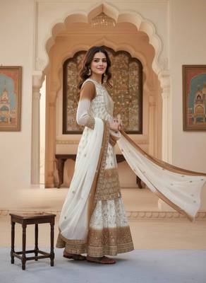 Multi Color Star Georgette Embroidery Work WEdding wear palazzo Sset 2