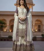 Multi Color Star Georgette Embroidery Work WEdding wear Designer palazzo Sset