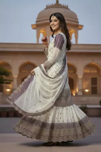 Multi Color Star Georgette Embroidery Work WEdding wear Designer palazzo Sset