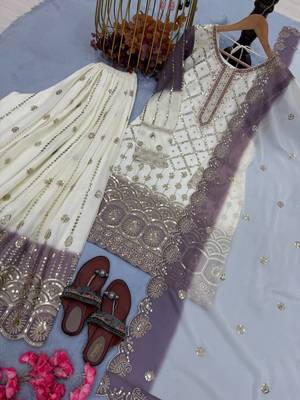 Multi Color Star Georgette Embroidery Work WEdding wear palazzo Sset 5