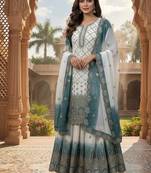 Multi Color Star Georgette Embroidery Work WEdding wear Designer palazzo Sset