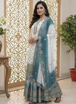 Multi Color Star Georgette Embroidery Work WEdding wear  palazzo Sset 3