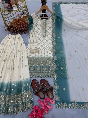 Multi Color Star Georgette Embroidery Work WEdding wear  palazzo Sset 4