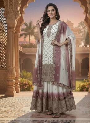 Multi Color Star Georgette Embroidery Work WEdding wear  palazzo Sset 1