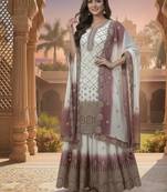 Multi Color Star Georgette Embroidery Work WEdding wear Designer palazzo Sset