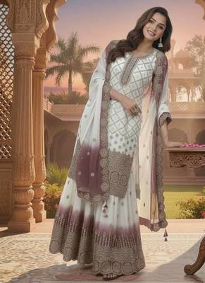 Multi Color Star Georgette Embroidery Work WEdding wear  palazzo Sset 3