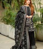 Black Faux georgette Heavy Embroidery Work Wedding wear palazzo Pair 