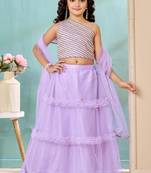 Lilac lace art silk a line lehenga choli dupatta