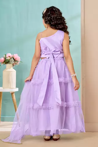 Lilac lace art silk a line lehenga choli dupatta