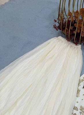 White Faux georgette Heavy Embroidery Work Wedding wear palazzo Pair 3