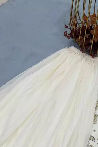 White Faux georgette Heavy Embroidery Work Wedding wear palazzo Pair