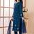 Blue resham embroidery art silk straight cut kids salwar suits