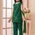 Green  art silk straight cut kids salwar suits