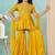 Yellow zariwork modarn satin a line kids salwar suits