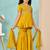 Yellow zariwork modarn satin a line kids salwar suits