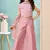 Pink thread work art silk straight cut kids salwar suits