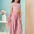Pink thread work art silk straight cut kids salwar suits