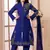 Blue hand embroidery fauxgeorgette straight cut kids salwar suits