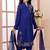 Blue hand embroidery fauxgeorgette straight cut kids salwar suits