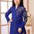 Blue hand embroidery fauxgeorgette straight cut kids salwar suits
