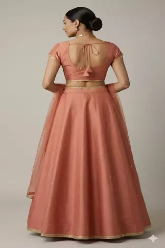 dusty rose art silk lehenga set with embellished dupatta