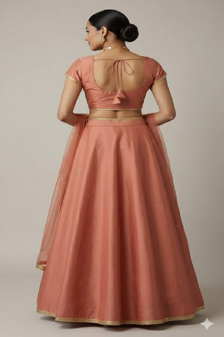 Dusty Rose Lehenga Set with Embellished Dupatta