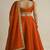 Burnt Orange Silk Lehenga Set with Gold Border Dupatta