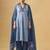 Blue elegant cotton slub kurta set with fine embroidery