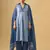 Blue elegant cotton slub kurta set with fine embroidery