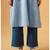 Blue elegant cotton slub kurta set with fine embroidery