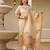 Women's cream viscose silk sequin embroidered kurta pant set with printed silk dupatta