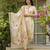 Women's cream viscose silk sequin & stone embroidered kurta pant set with printed silk dupatta