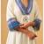 White & blue textured cotton slub kurta set with handcrafted details