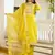 Women's yellow viscose shimar silk kurta pant set with organza dupatt