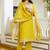 Women's yellow viscose shimar silk kurta pant set with organza dupatt