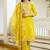 Women's yellow viscose shimar silk kurta pant set with organza dupatt