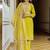 Women's yellow viscose shimar silk kurta pant set with organza dupatt