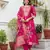 Women's pink chanderi cotton silk embroidered kurta pant set with jacquard dupatta