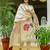 Women's cream viscose silk sequin & stone embroidered kurta pant set with printed silk dupatta