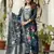 Women's navy blue chanderi cotton silk embroidered kurta pant set with jacquard dupatta