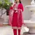 Women's pink viscose chanderi silk kurta pant set with organza dupatta