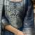 Women's navy blue chanderi cotton silk embroidered kurta pant set with jacquard dupatta