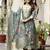 Women's grey chanderi cotton silk embroidered kurta pant set with jacquard chanderi dupatta