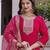 Women's pink viscose chanderi silk kurta pant set with organza dupatta